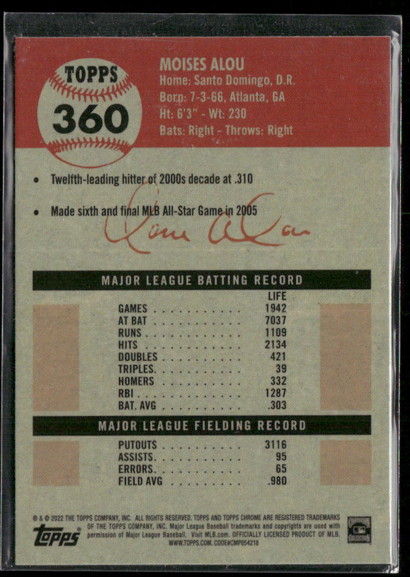 Moises Alou 2022 Topps Chrome Platinum Anniversary #360 San Francisco Giants