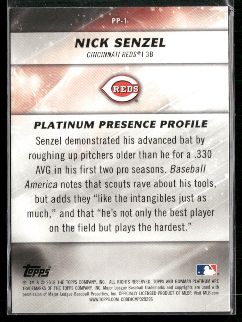 Nick Senzel 2018 Bowman Platinum Platinum Presence #PP-1 Cincinnati Reds