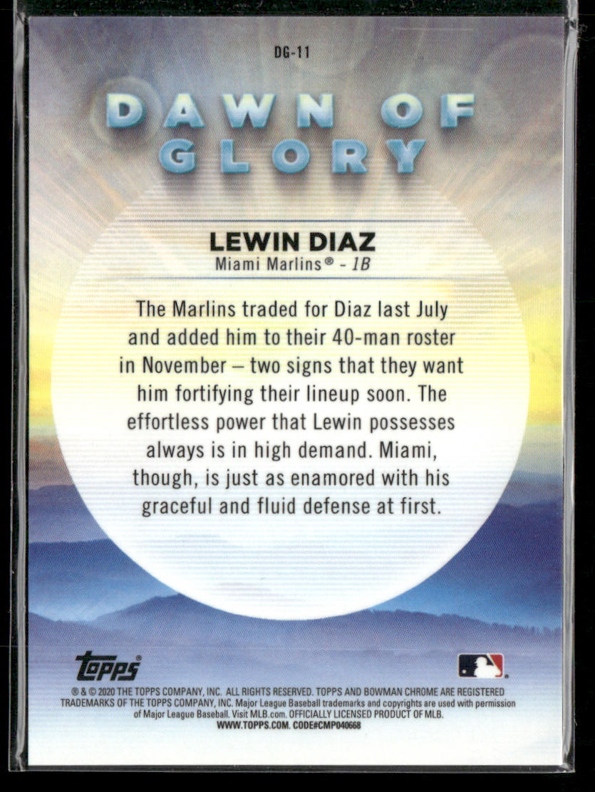 Lewin Diaz 2020 Bowman Chrome Dawn of Glory #DG-11 Miami Marlins