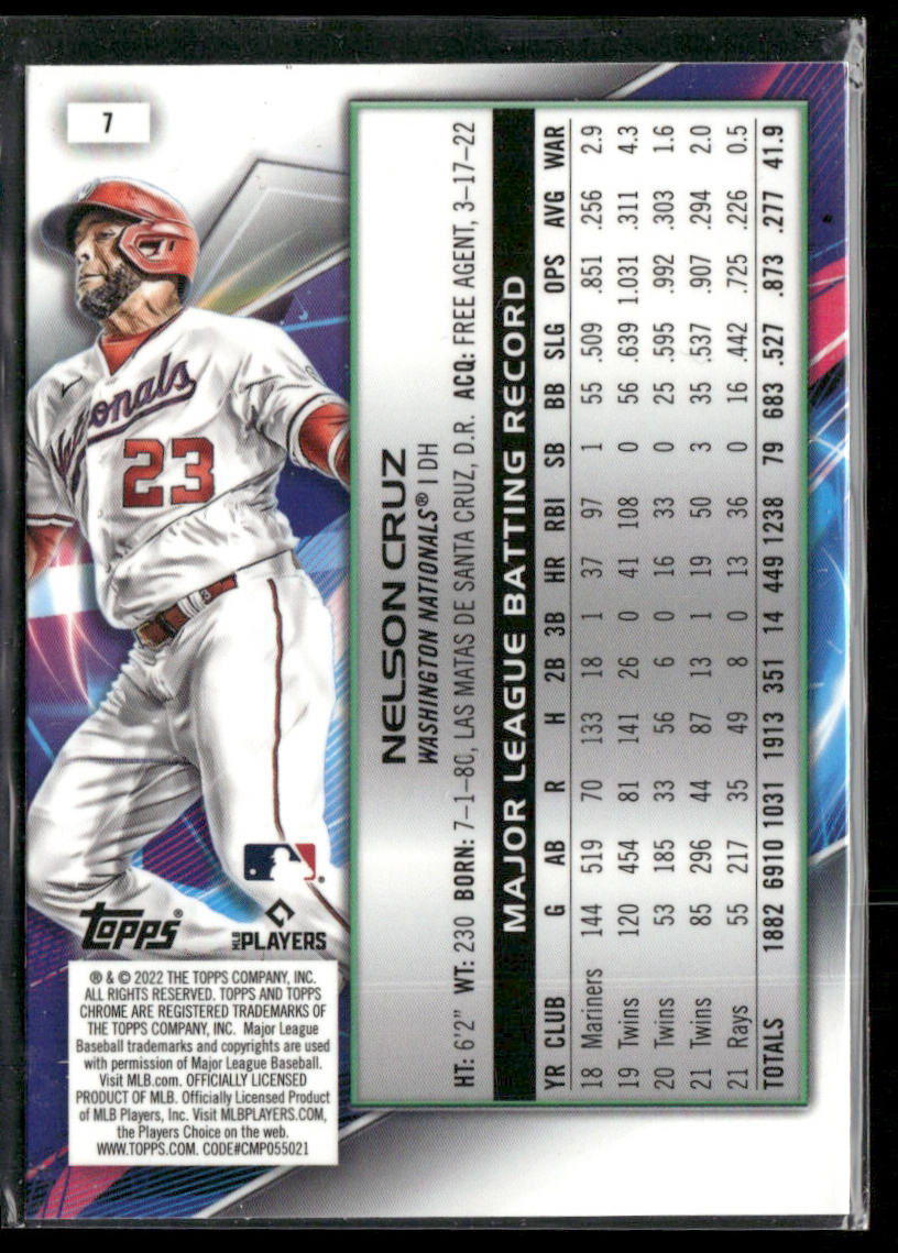 Nelson Cruz 2022 Topps Chrome Cosmic #7 Washington Nationals