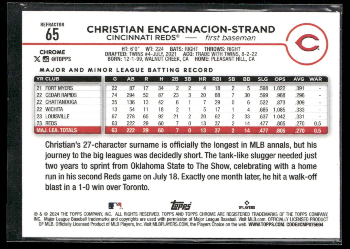 Christian Encarnacion-Strand 2024 Topps Chrome #65 RC Cincinnati Reds