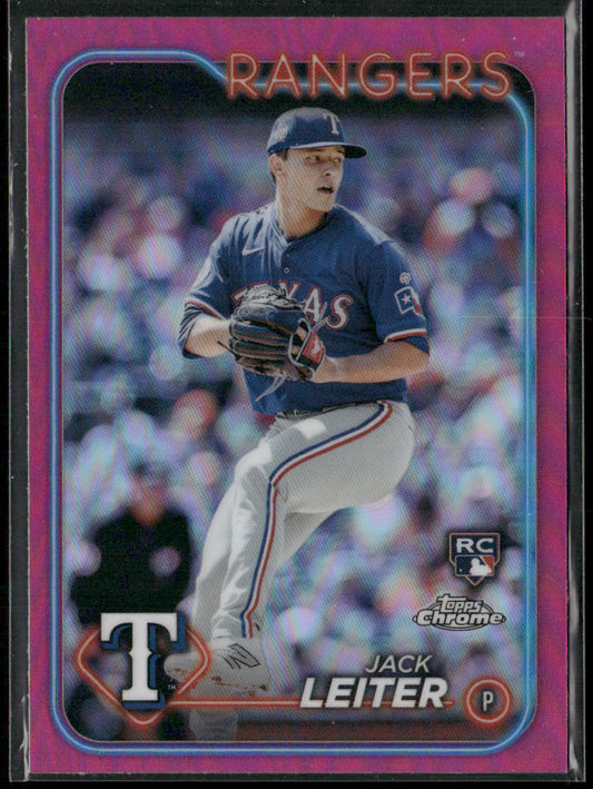 Jack Leiter 2024 Topps Chrome Pink Refractors #111 RC Texas Rangers