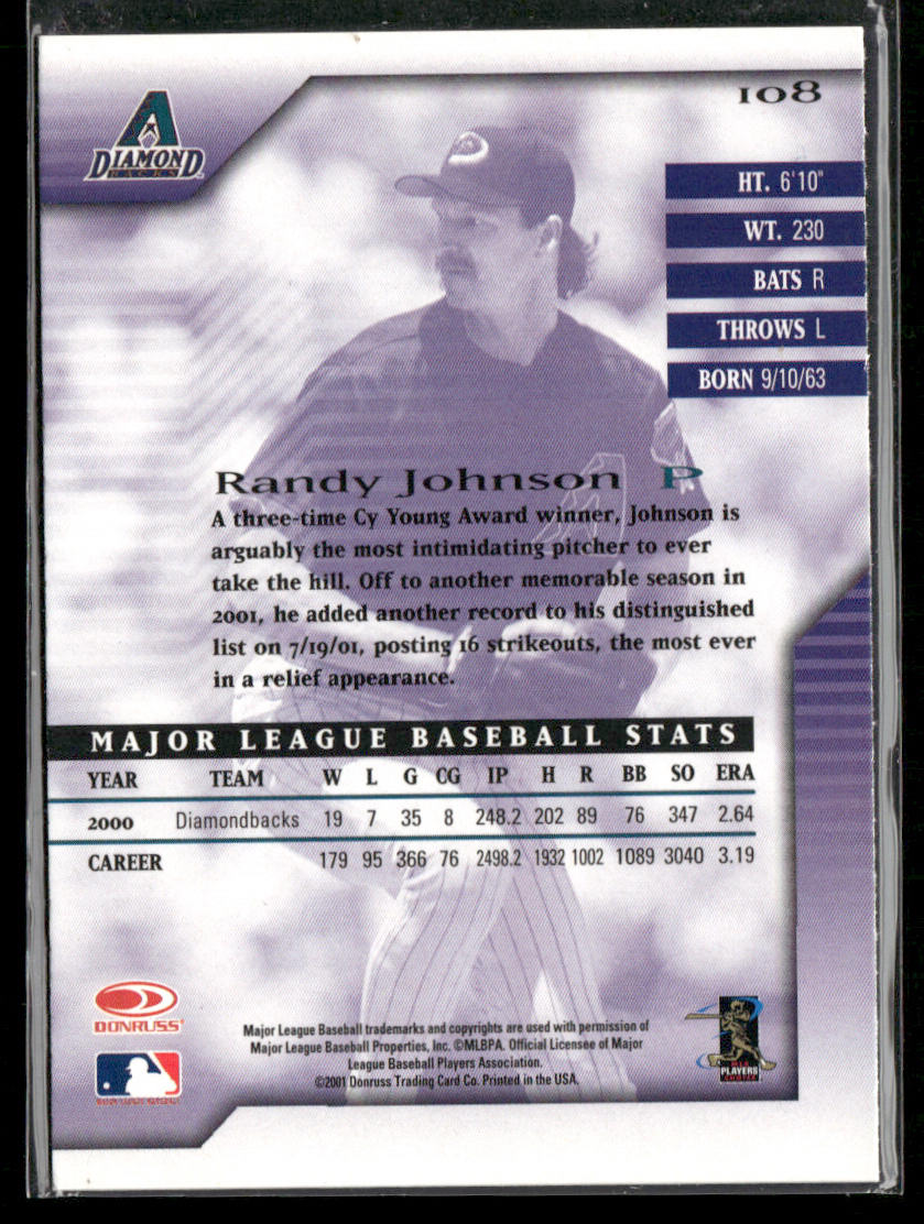 Randy Johnson 2001 Donruss Signature #108 Arizona Diamondbacks