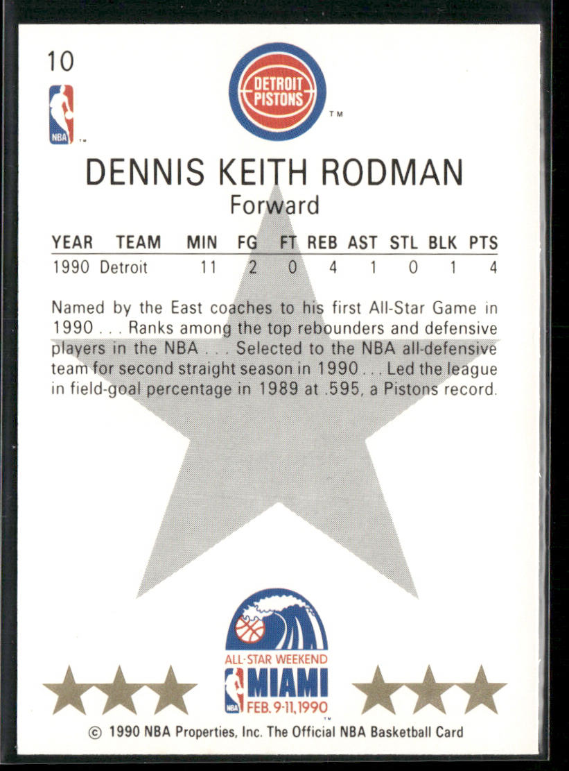 Dennis Rodman 1990-91 Hoops #10 Detroit Pistons