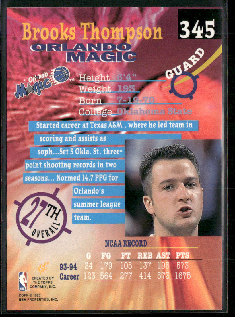 Brooks Thompson 1994-95 Stadium Club #345 RC Orlando Magic