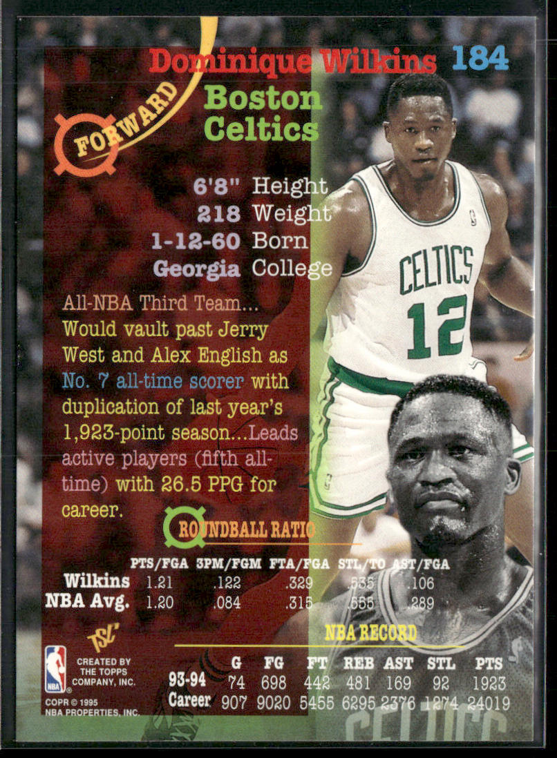 Dominique Wilkins 1994-95 Stadium Club #184 Boston Celtics