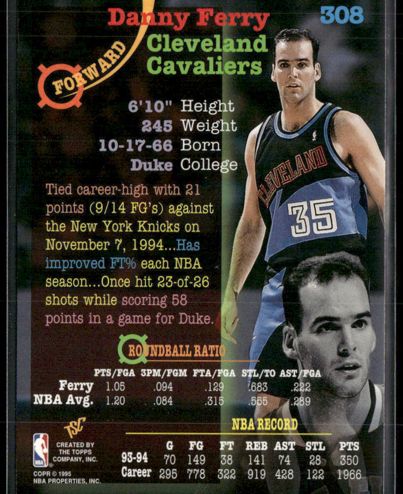 Danny Ferry 1994-95 Stadium Club #308 Cleveland Cavaliers