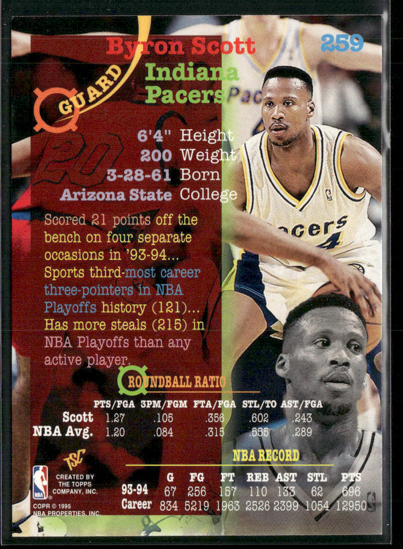 Byron Scott 1994-95 Stadium Club #259 Indiana Pacers