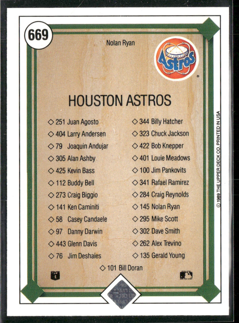 Nolan Ryan 1989 Upper Deck #669 Houston Astros