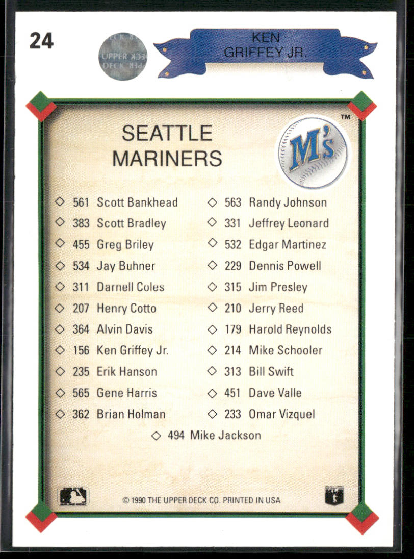 Ken Griffey Jr. 1990 Upper Deck #24 Seattle Mariners