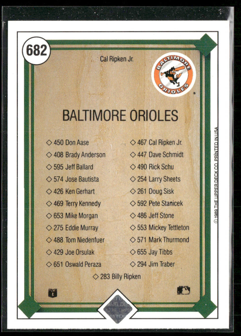 Cal Ripken Jr. 1989 Upper Deck #682 Baltimore Orioles