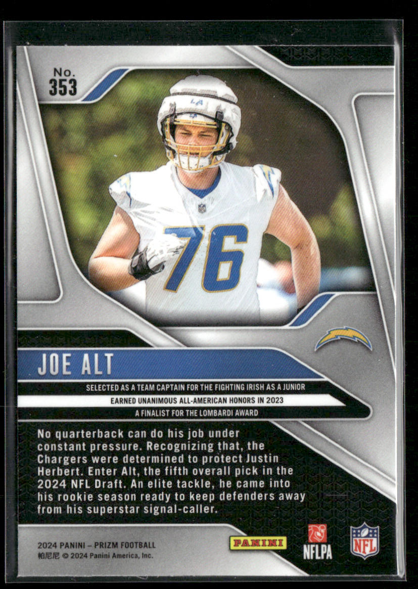 Joe Alt 2024 Panini Prizm #353 RC Los Angeles Chargers