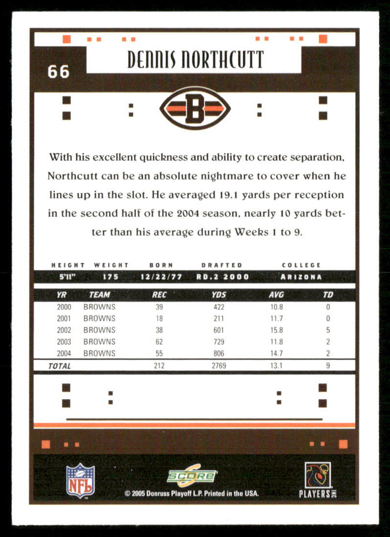 Dennis Northcutt 2005 Score #66 Cleveland Browns