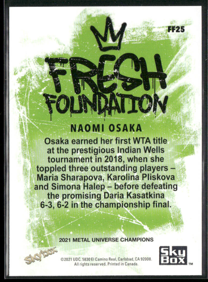 Naomi Osaka 2021 SkyBox Metal Universe Champions Fresh Foundation #FF25 back