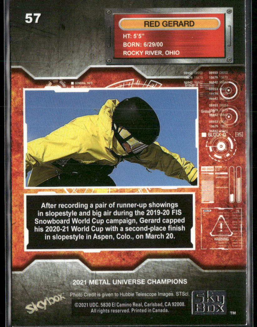 Red Gerard 2021 SkyBox Metal Universe Champions #57 back
