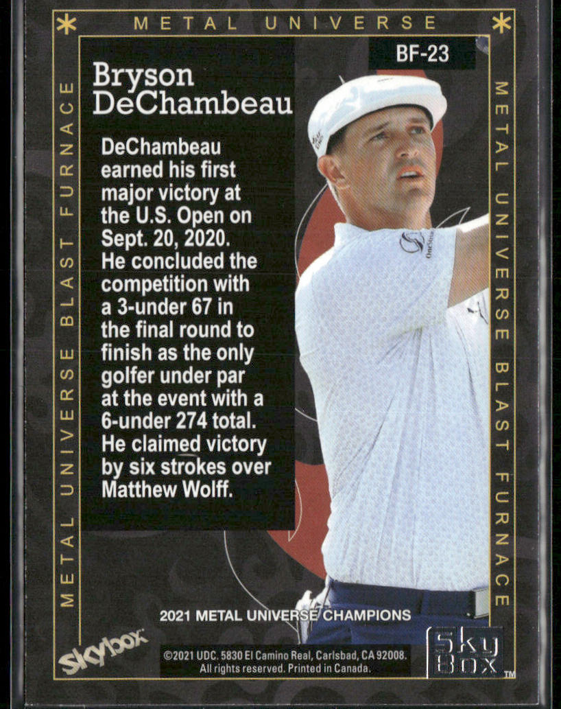 Bryson DeChambeau 2021 SkyBox Metal Universe Champions Blast Furnace #BF-23