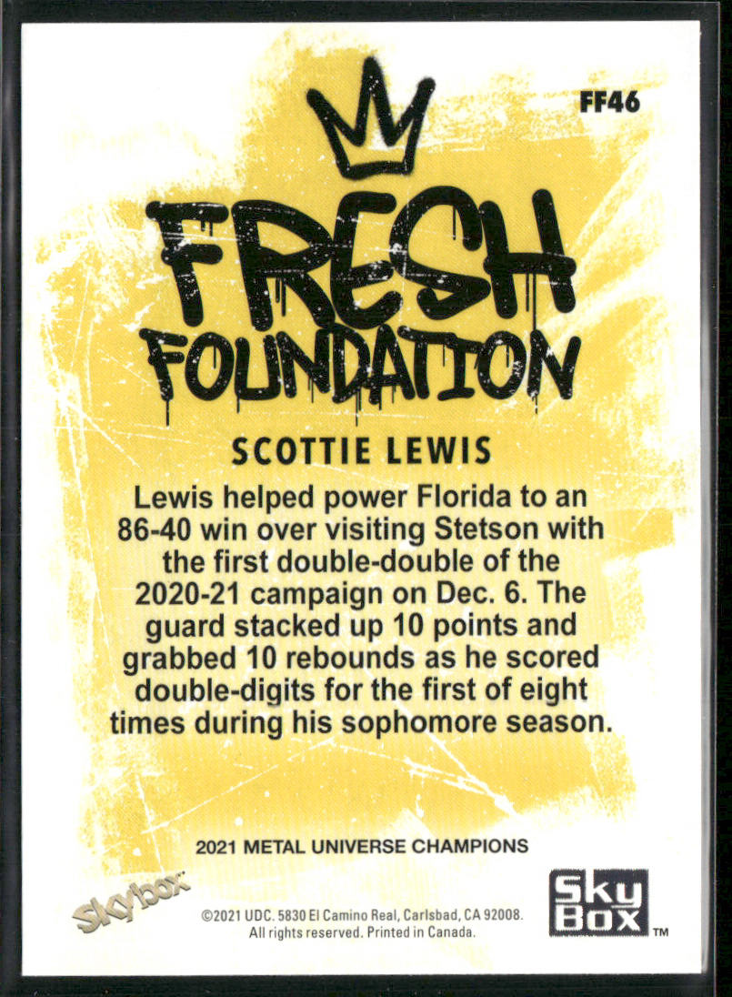 Scottie Lewis 2021 SkyBox Metal Universe Champions Fresh Foundation Copper #FF46
