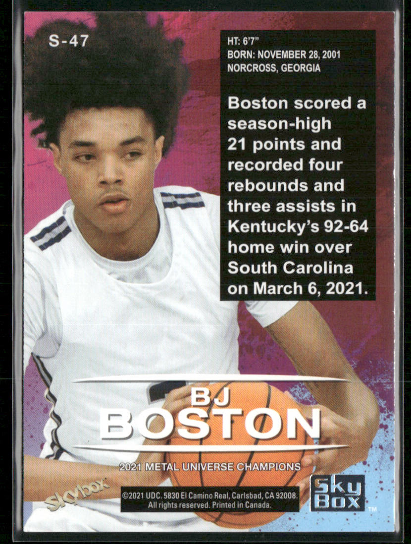 BJ Boston 2021 SkyBox Metal Universe Champions Skybox Premium #S-47