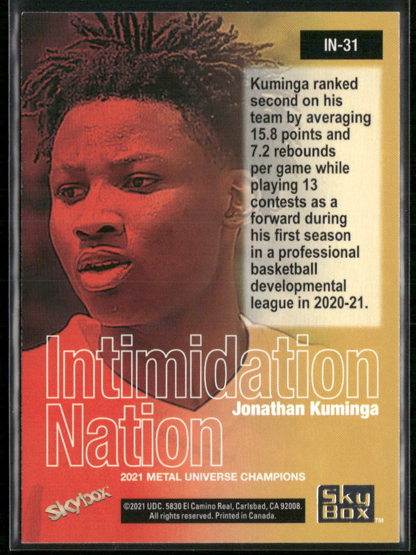 Jonathan Kuminga 2021 SkyBox Metal Universe Champions Intimidation Nation #IN-31