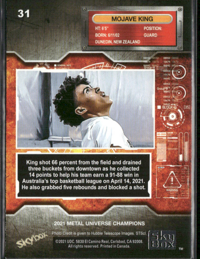 Mojave King 2021 SkyBox Metal Universe Champions #31