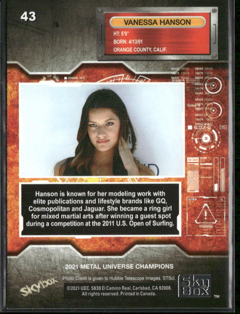Vanessa Hanson 2021 SkyBox Metal Universe Champions #43
