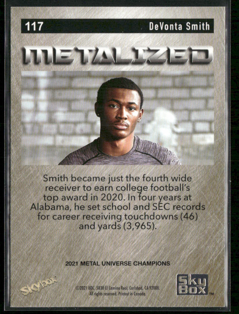 DeVonta Smith 2021 SkyBox Metal Universe Champions Copper #117