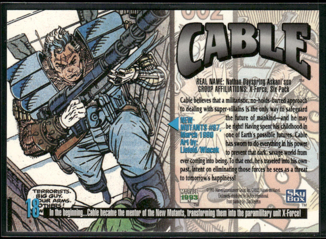 Cable 1993 SkyBox Marvel Masterpieces #18