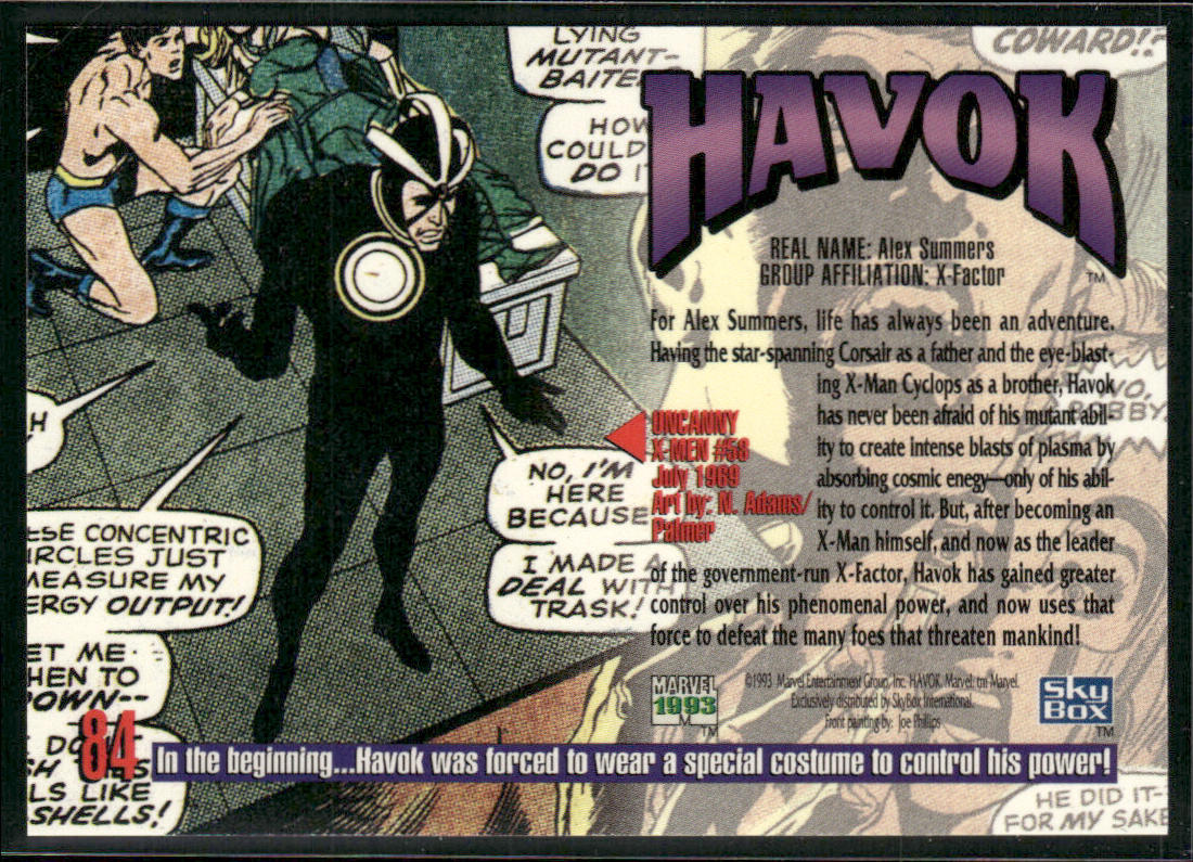 Havok 1993 SkyBox Marvel Masterpieces #84