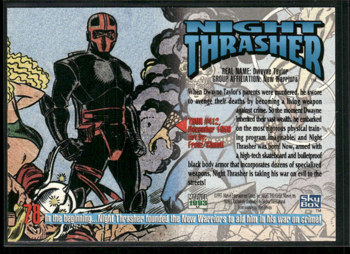 Night Thrasher 1993 SkyBox Marvel Masterpieces #78