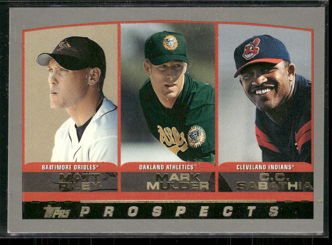 Matt Riley / Mark Mulder / CC Sabathia PROS 2000 Topps #446 front