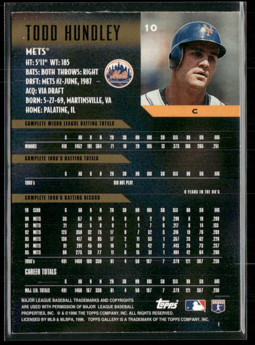 Todd Hundley 1996 Topps Gallery #10 New York Mets