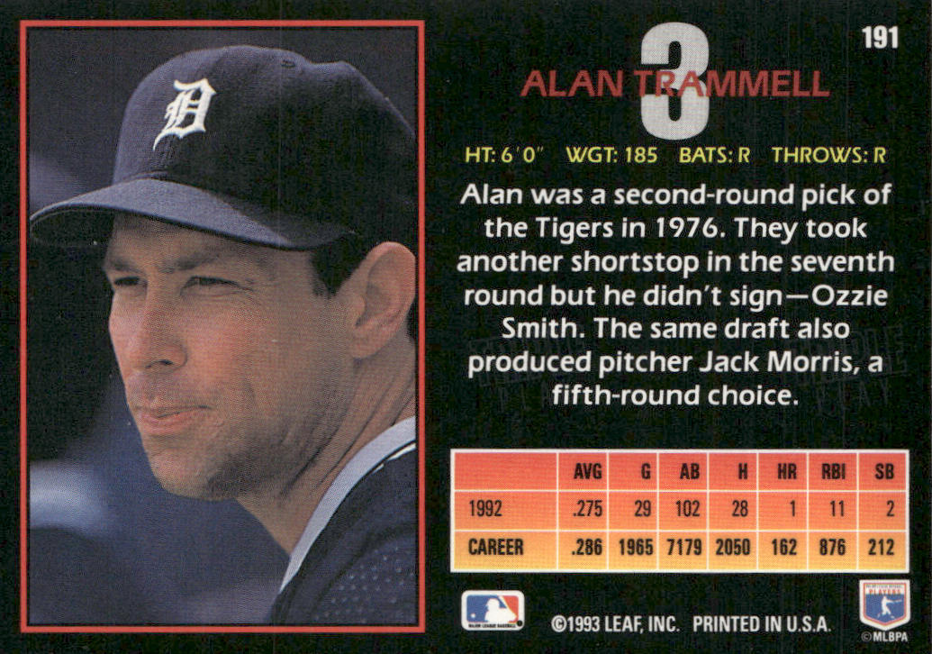 Alan Trammell 1993 Triple Play #191 Detroit Tigers