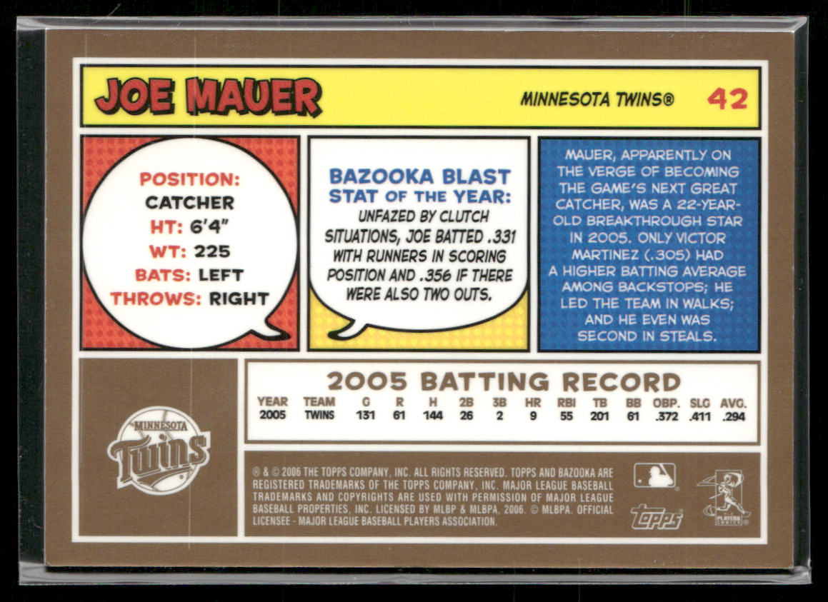 Joe Mauer 2006 Bazooka Gold Chunks #42 Minnesota Twins
