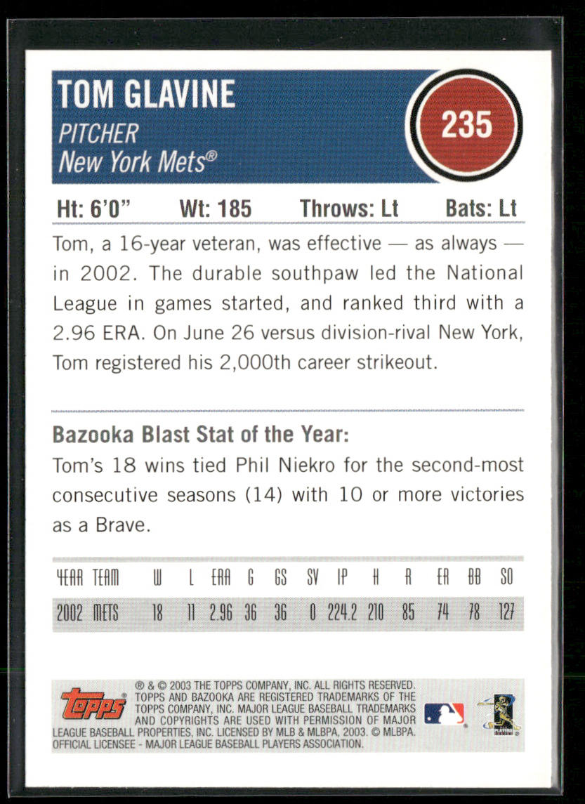Tom Glavine 2003 Bazooka #235 New York Mets