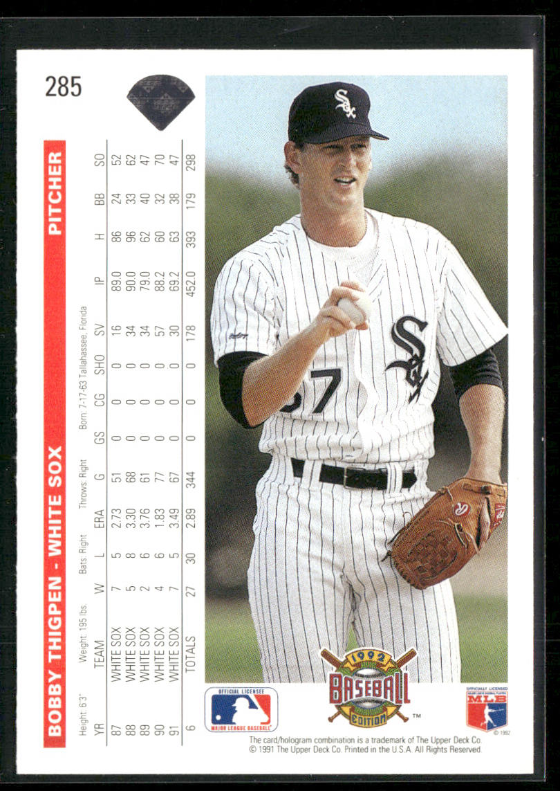 Bobby Thigpen 1992 Upper Deck #285 Chicago White Sox