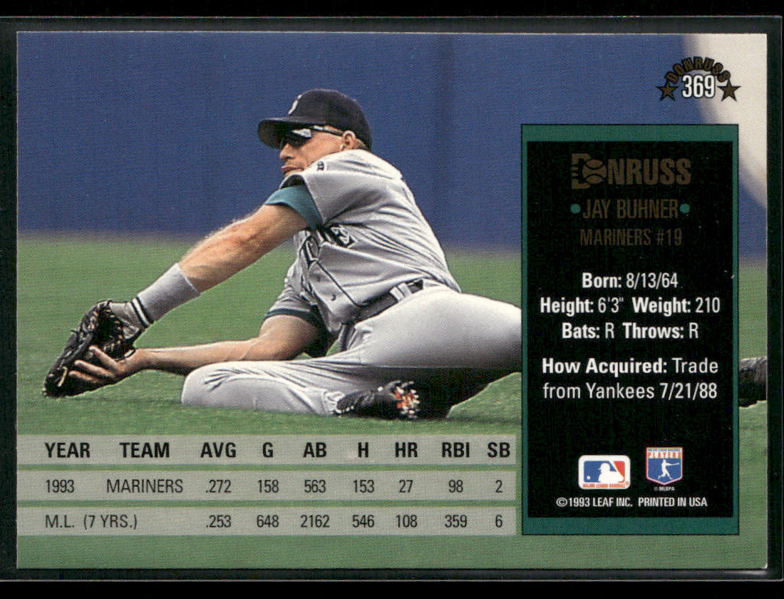 Jay Buhner 1994 Donruss #369 Seattle Mariners