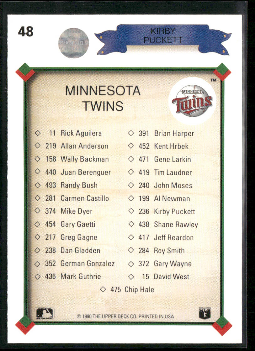 Kirby Puckett 1990 Upper Deck #48 Minnesota Twins
