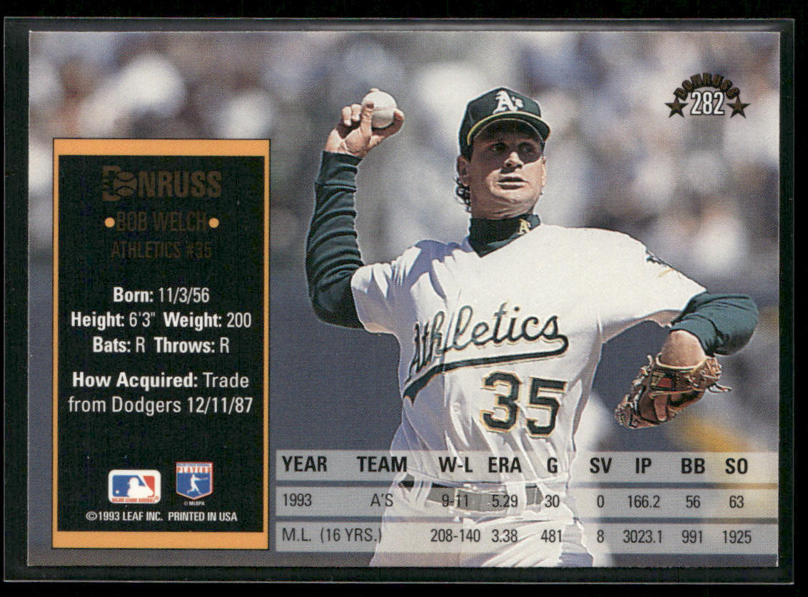 Bob Welch 1994 Donruss #282 Oakland Athletics