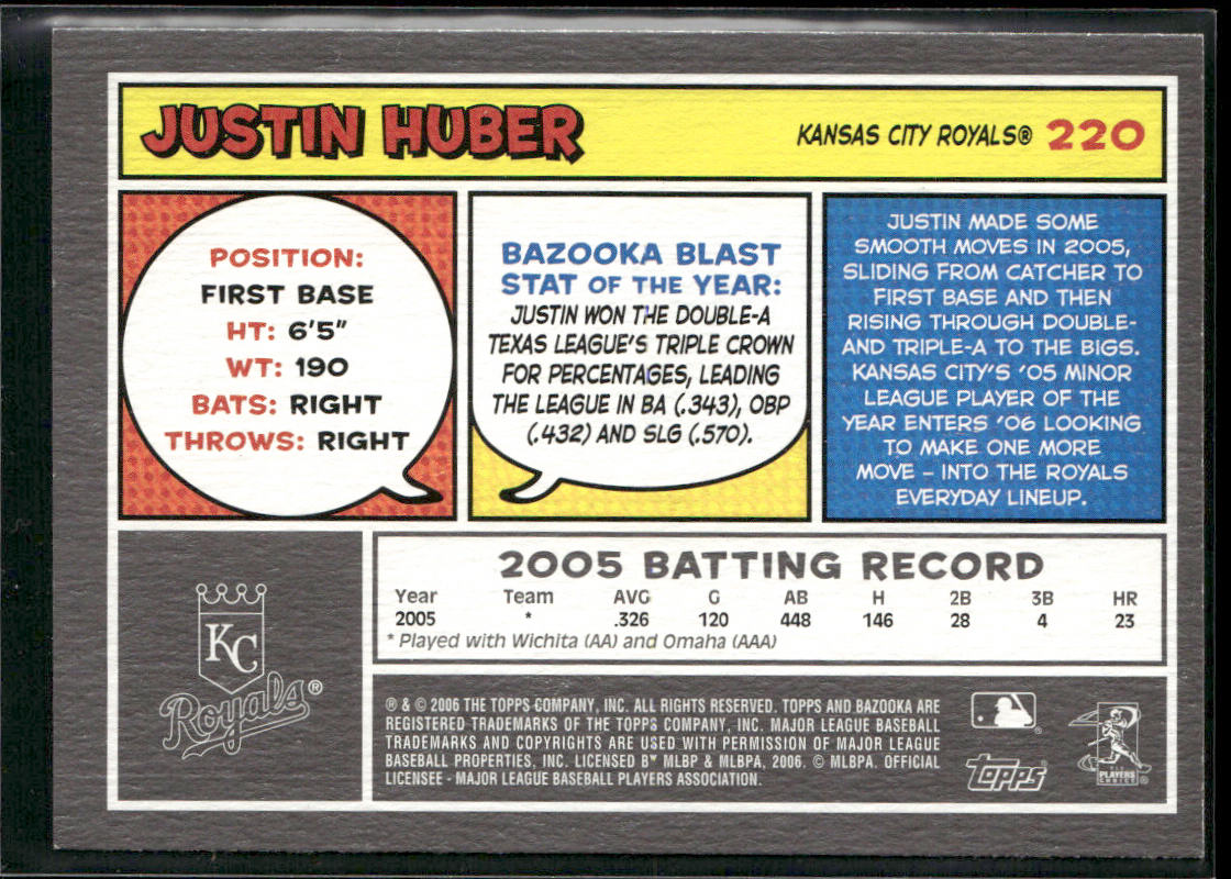 Justin Huber 2006 Bazooka #220 Kansas City Royals
