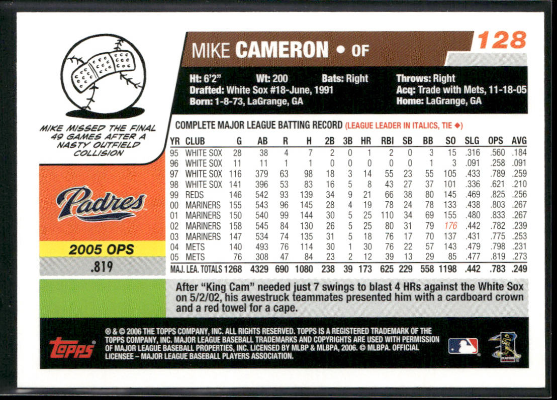 Mike Cameron 2006 Topps #128 San Diego Padres