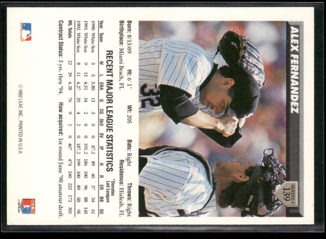 Alex Fernandez 1993 Donruss #139 Chicago White Sox