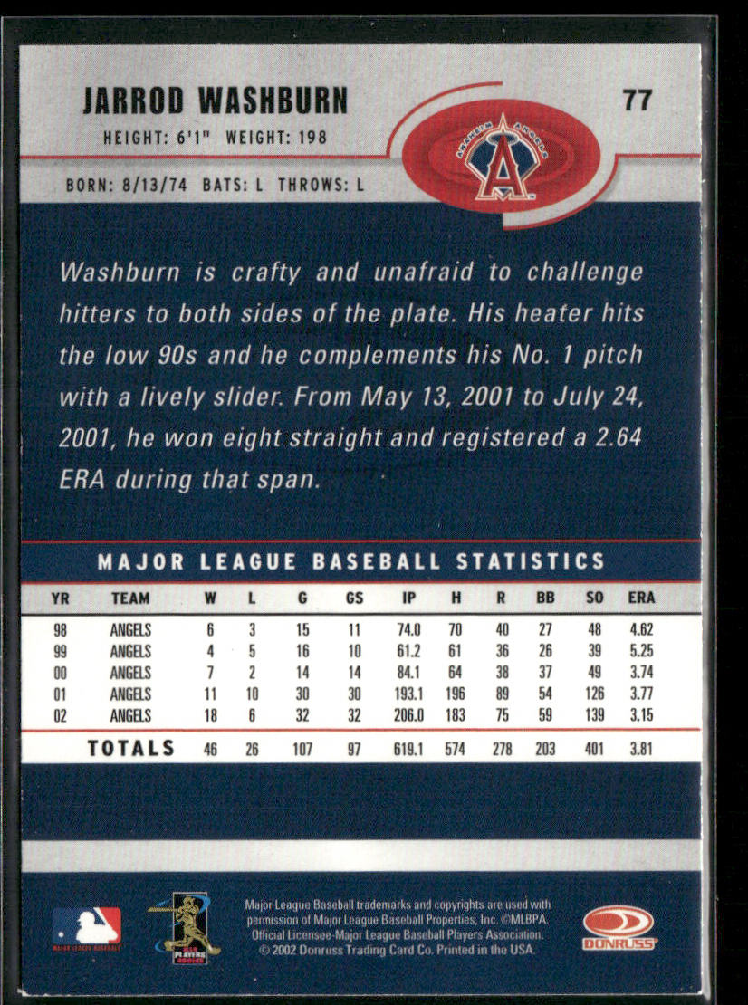 Jarrod Washburn 2003 Donruss #77 Anaheim Angels