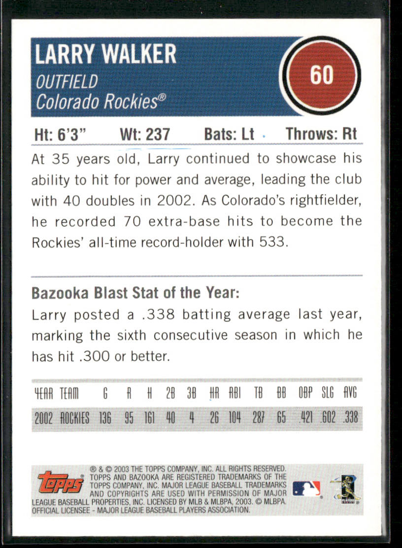 Larry Walker 2003 Bazooka Minis #60 Colorado Rockies