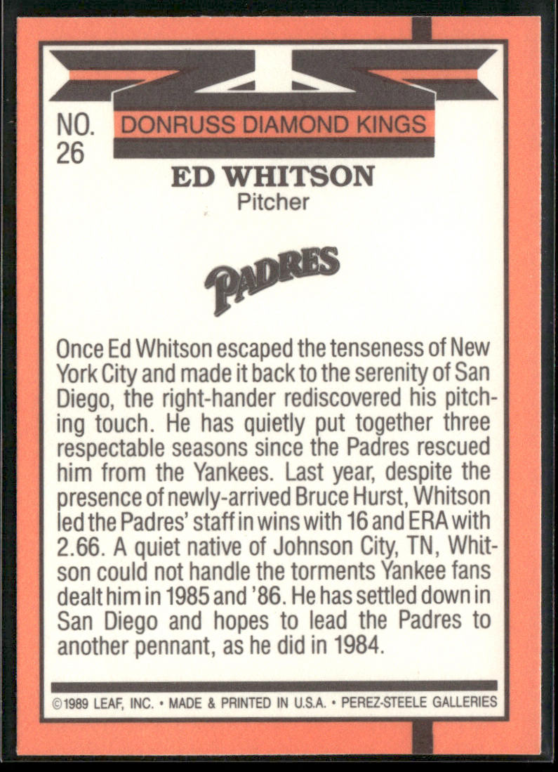 Ed Whitson 1990 Donruss #26b San Diego Padres