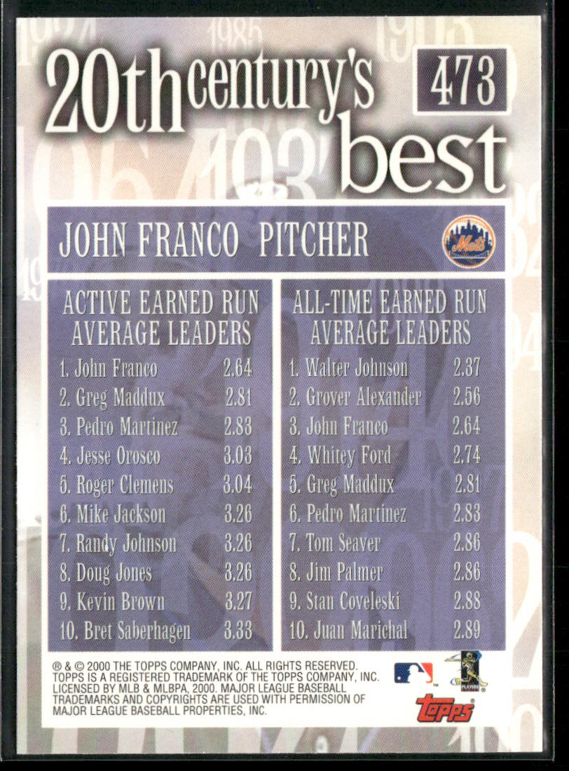John Franco 2000 Topps #473 New York Mets