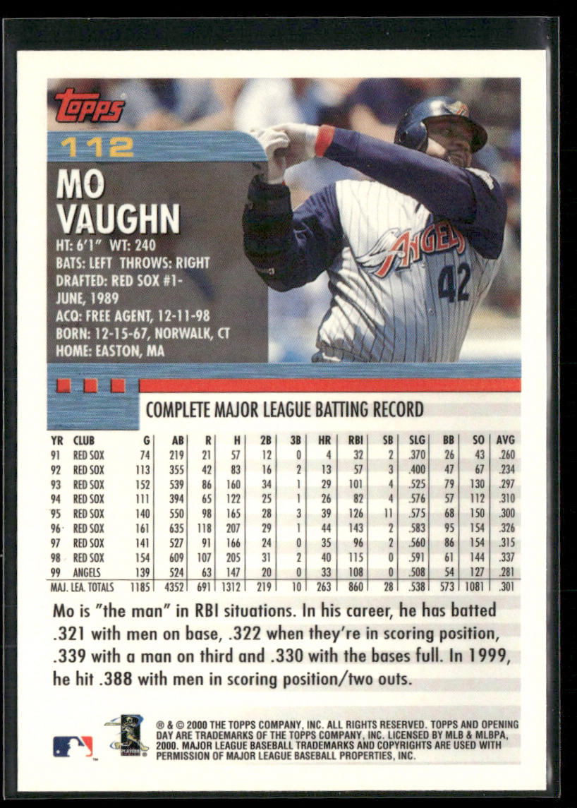 Mo Vaughn 2000 Topps Opening Day #112 Anaheim Angels