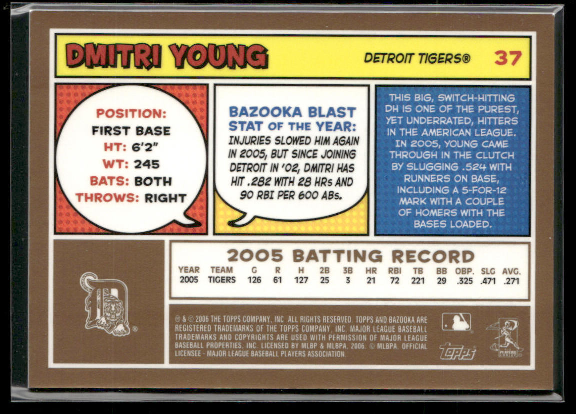 Dmitri Young 2006 Bazooka Gold Chunks #37 Detroit Tigers
