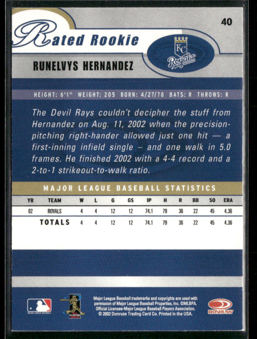 Runelvys Hernandez 2003 Donruss #40 Kansas City Royals