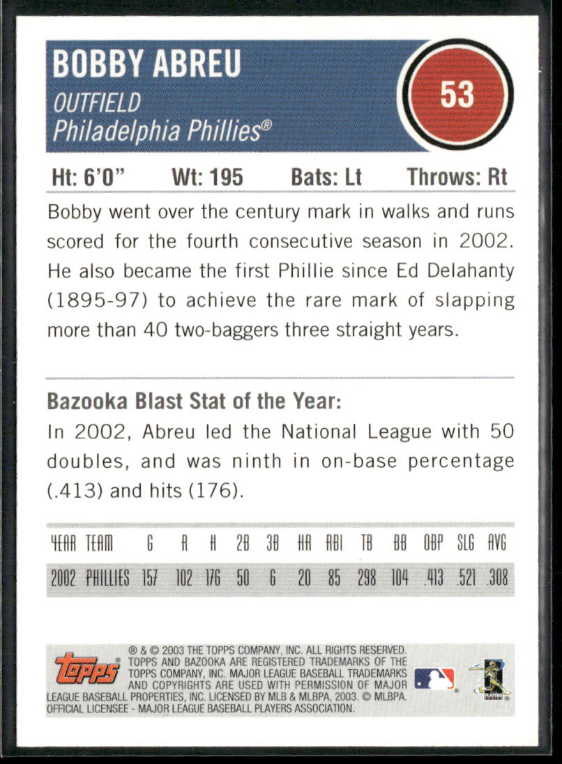 Bobby Abreu 2003 Bazooka #53 Philadelphia Phillies