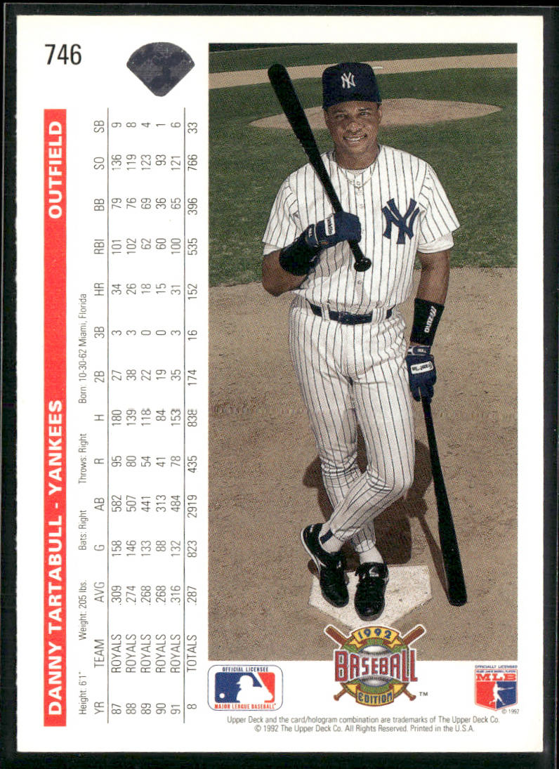 Danny Tartabull 1992 Upper Deck #746 New York Yankees